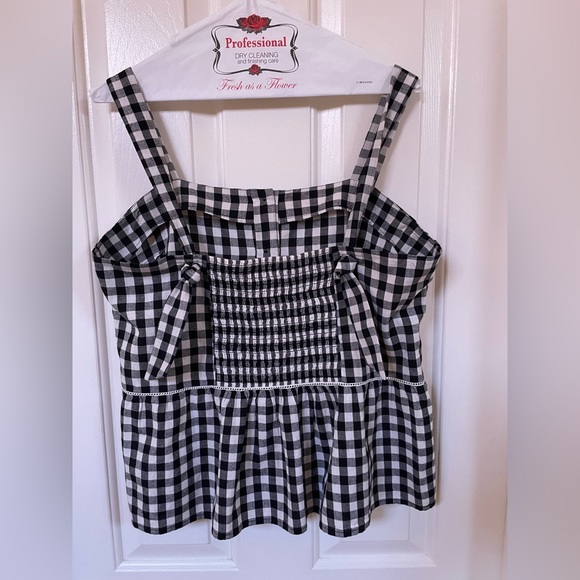 Sezane Laurette Top Black and White Vichy Print 10/42 - Picture 6 of 10